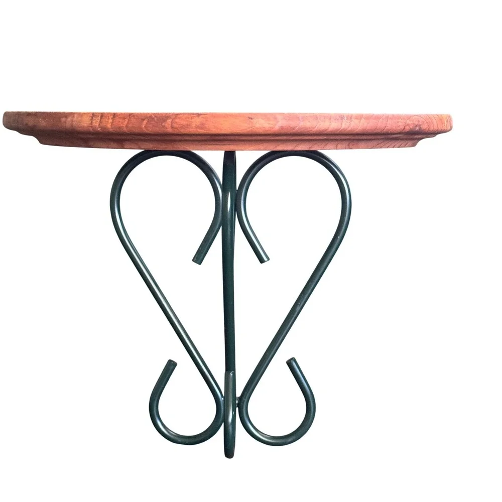 Home Interiors Vintage Wood Wall Shelf Wrought Iron‎ Heart Scroll Green